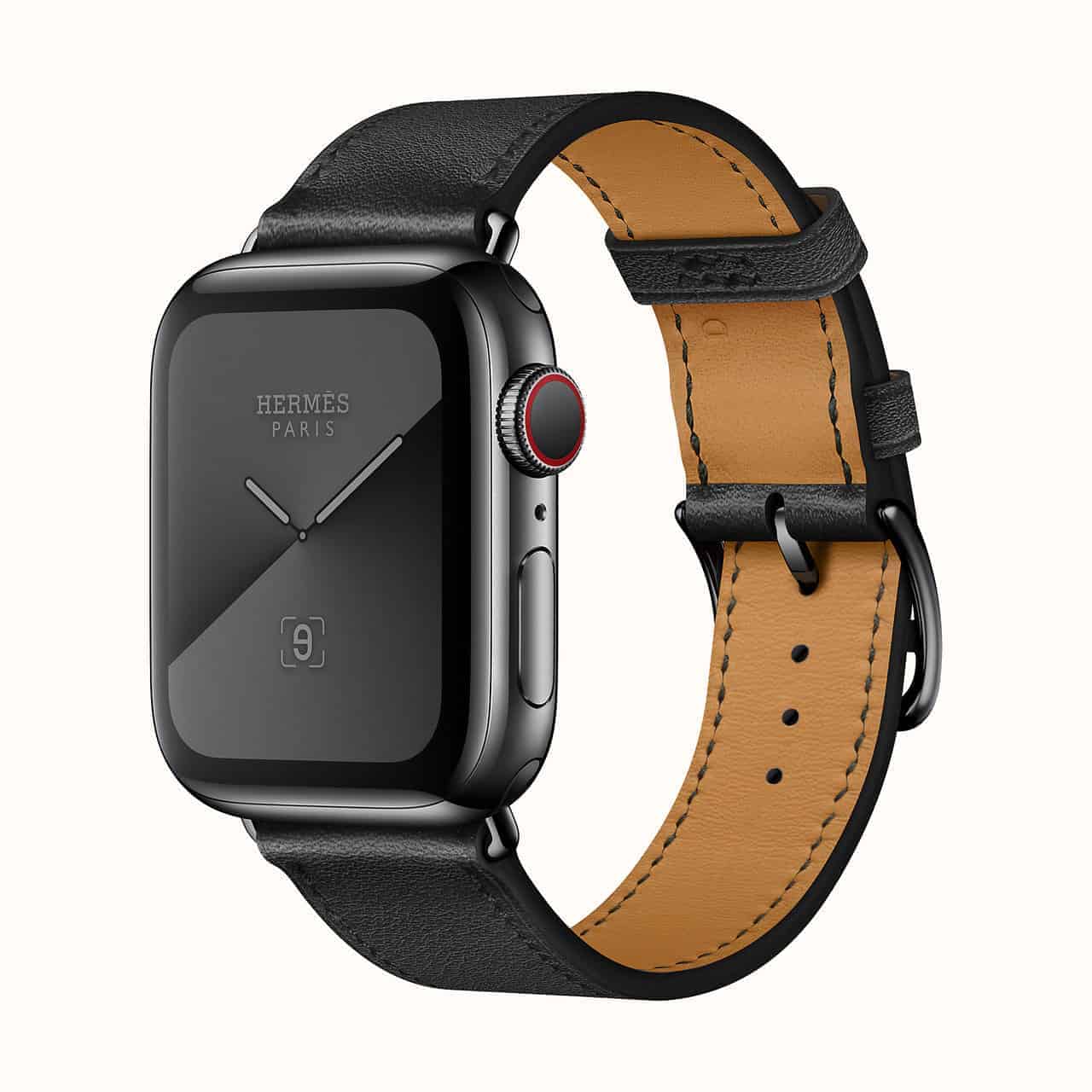 HERMÈS NOIR SWIFT LEATHER SERIES 5 40MM APPLE WATCH SPACE