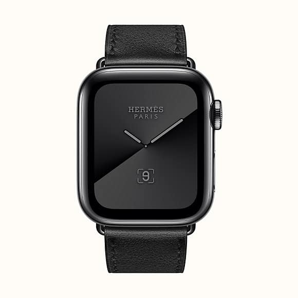 HERMÈS NOIR SWIFT LEATHER SERIES 5 40MM APPLE WATCH SPACE BLACK