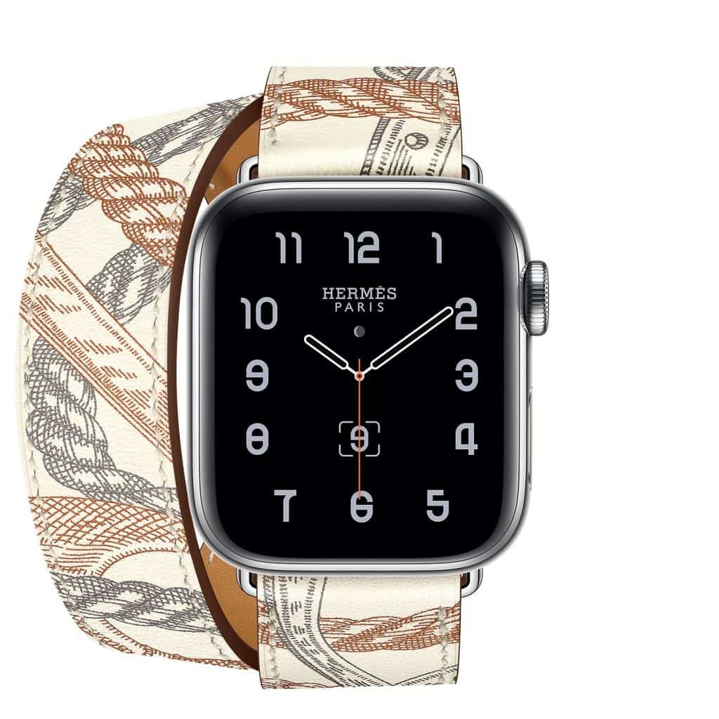 Apple Watch Hermès Series 5 Blanc Allover Print Double Tour 40 mm - The