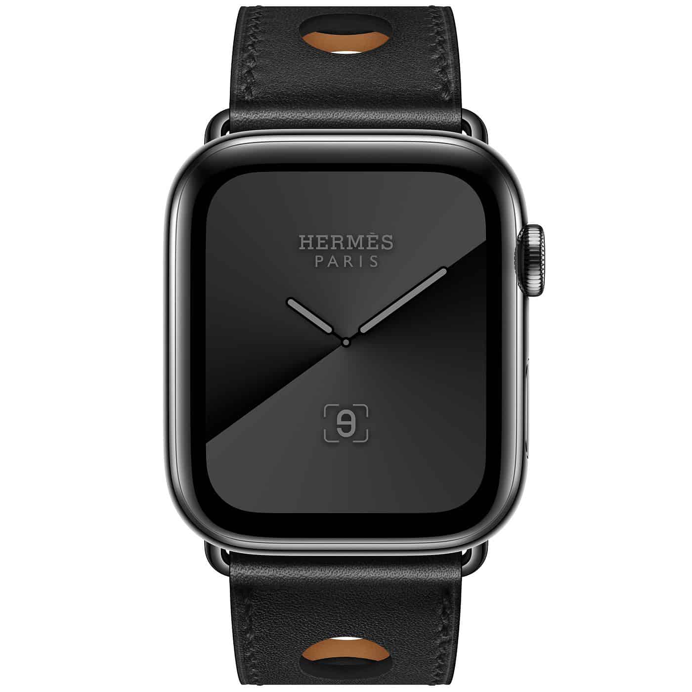 HERMÈS NOIR SWIFT LEATHER RALLYE SERIES 5 MM APPLE WATCH SPACE