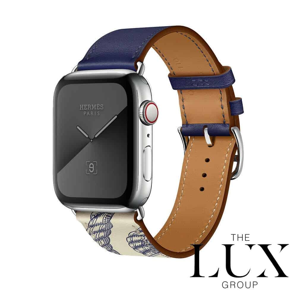 Hermès Apple Watch Single Tour Encre/Béton Swift 44mm - The Lux Group