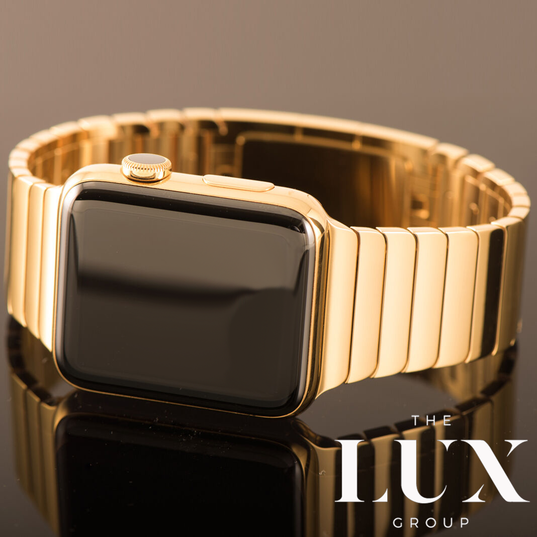 Hermes Apple Watch Series 6 24K Gold Plated Diamond Polished Link Band -  The Lux Group