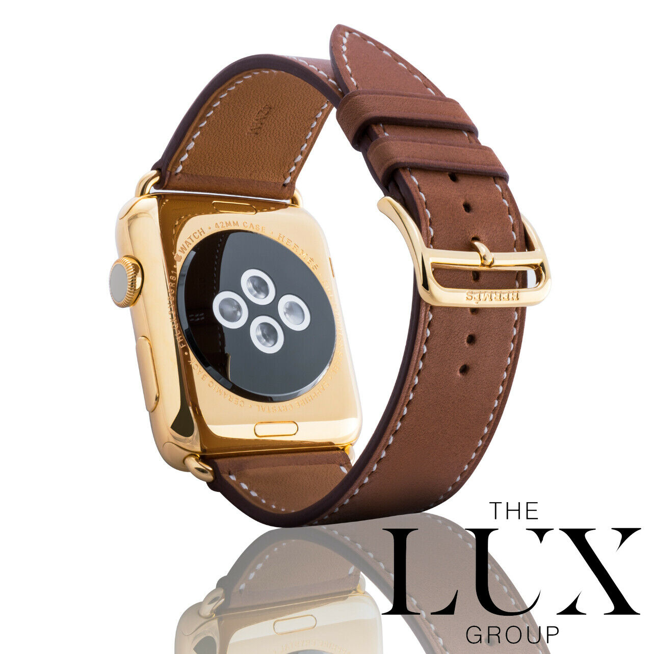 24k Gold Hermes Apple Watch Series 7 with Fauve Band