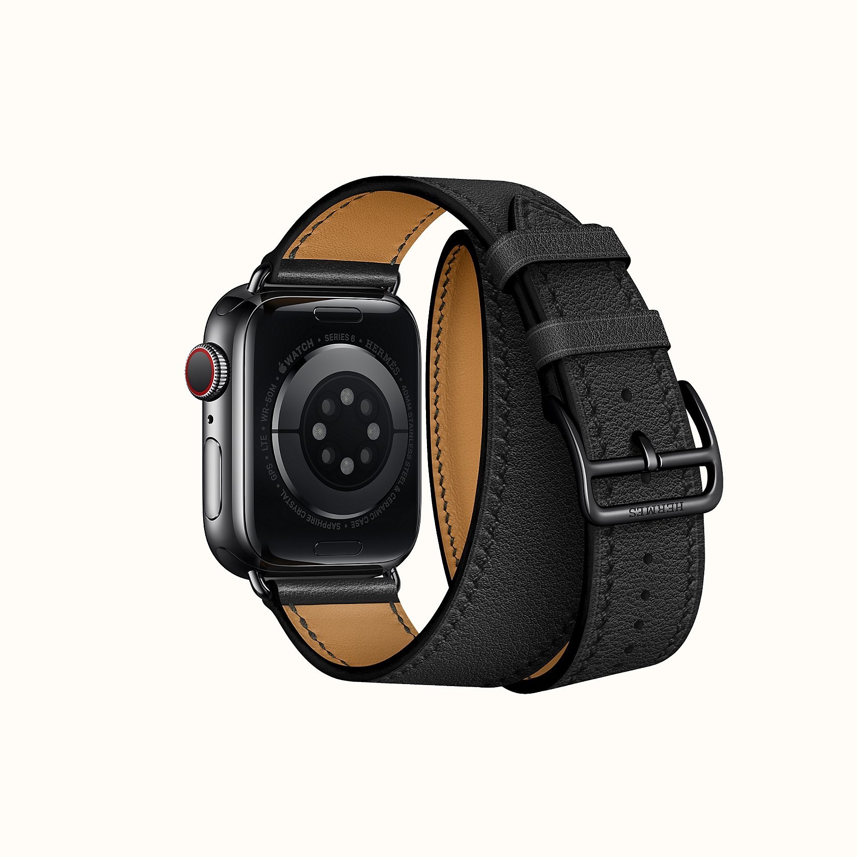 Band Apple Watch Hermes Double Tour 44 mm Noir - The Lux Group