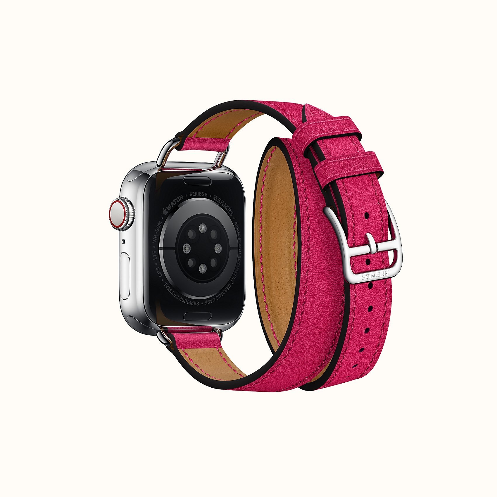 Band Apple Watch Hermes Double Tour 40 mm Attelage Pink - The Lux 