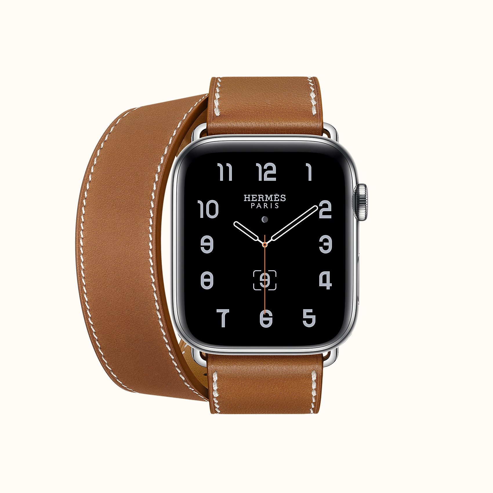 Apple watch hermès stainless steel case store with fauve barenia leather double tour