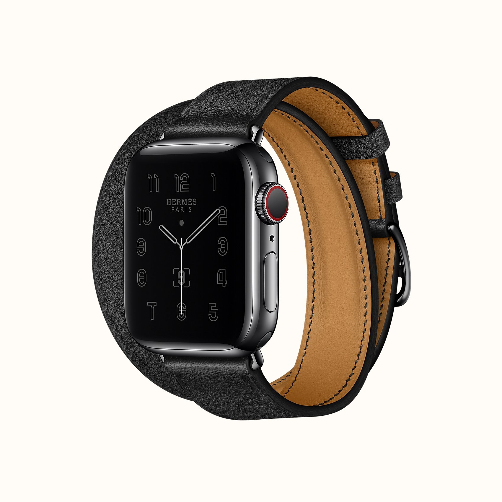 Space Black Series 6 case & Band Apple Watch Hermes Double Tour 40 mm