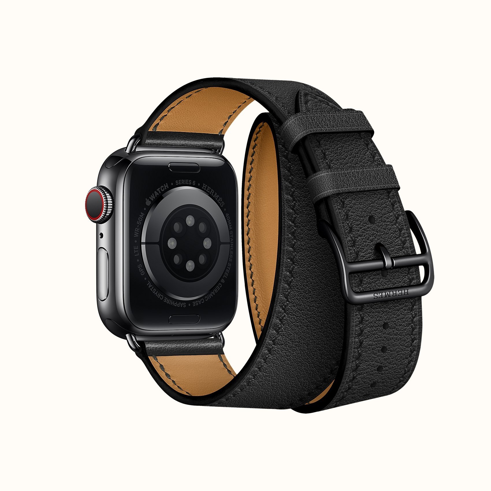 Space Black Series 6 case & Band Apple Watch Hermes Double Tour 40 mm  Attelage