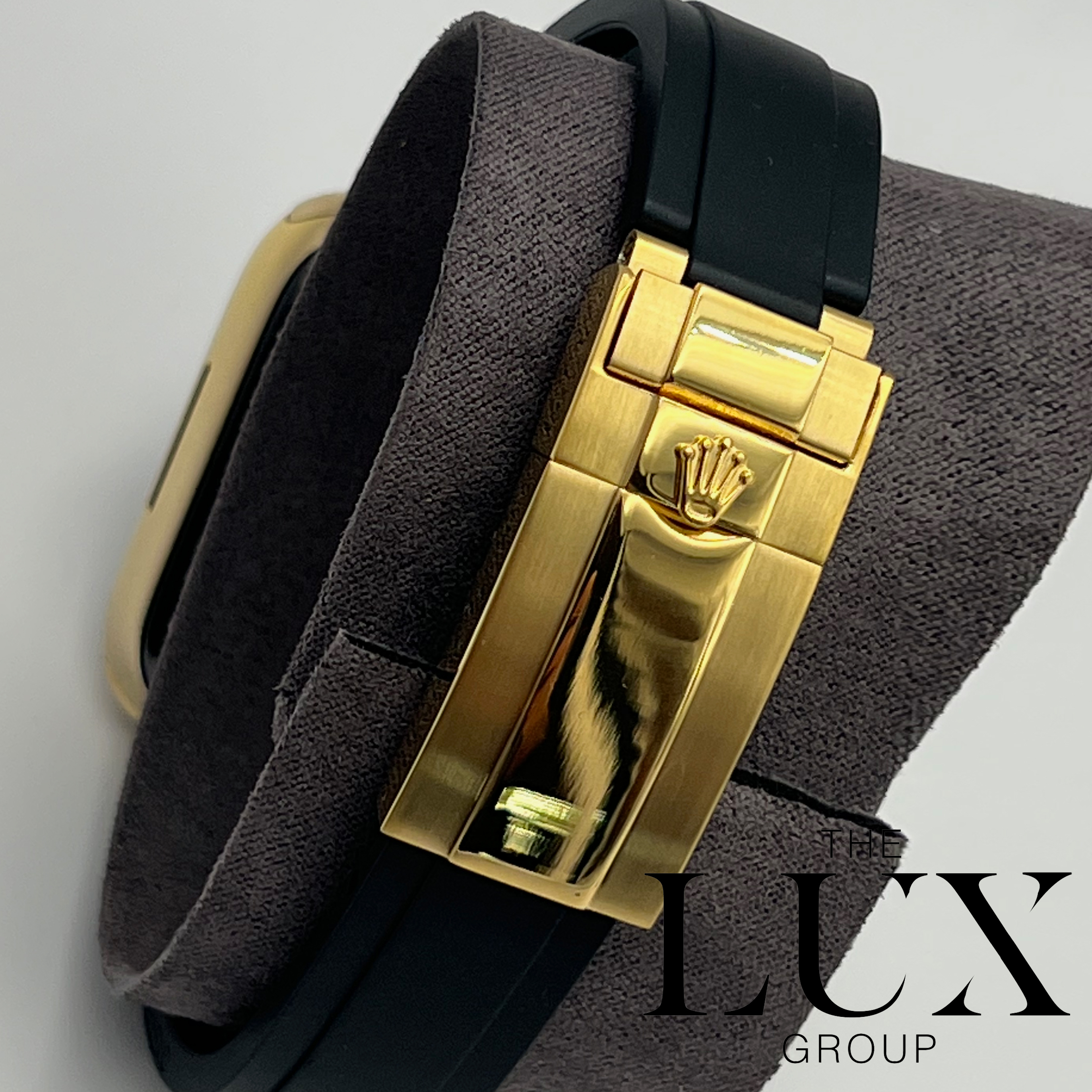 24k Gold Plated Black Rolex Deployment Buckle Band for Apple Watch Ultra  49mm and 45mm - The Lux Group