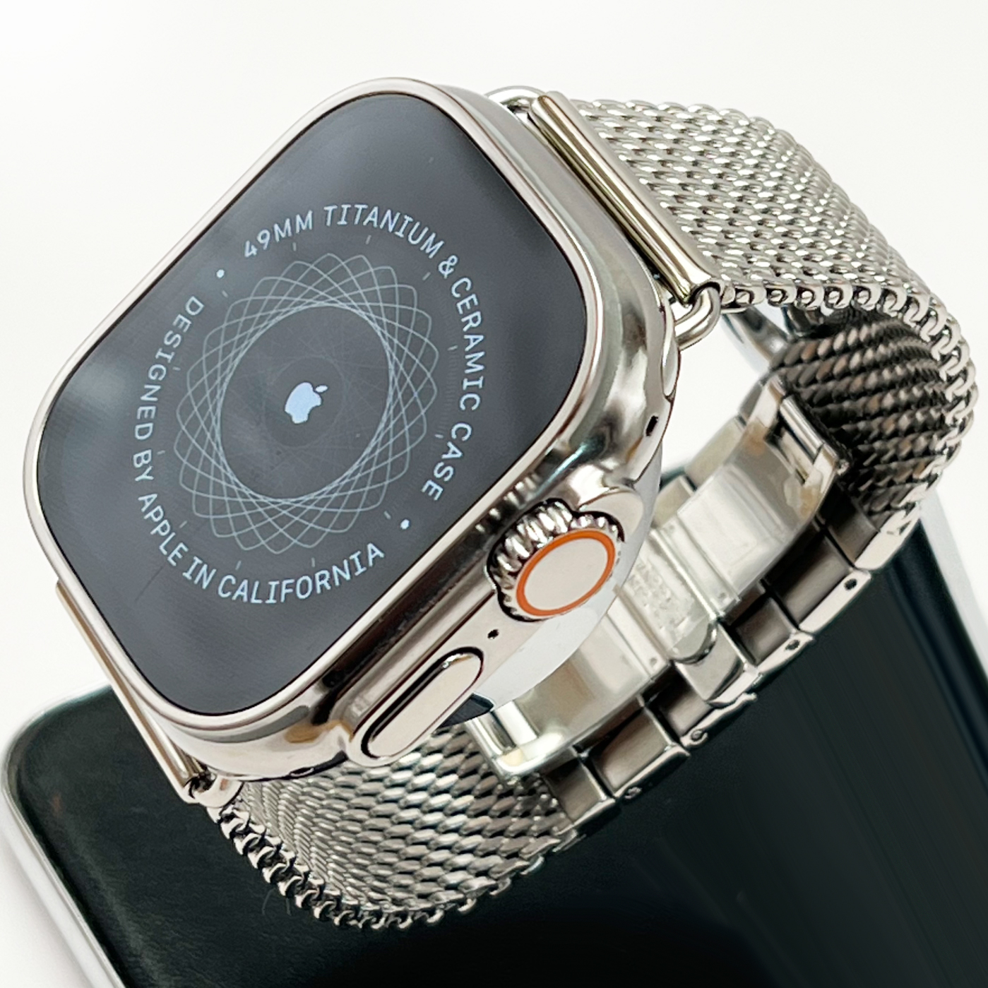 Polished Apple Watch Ultra 49mm with Shark Mesh Band