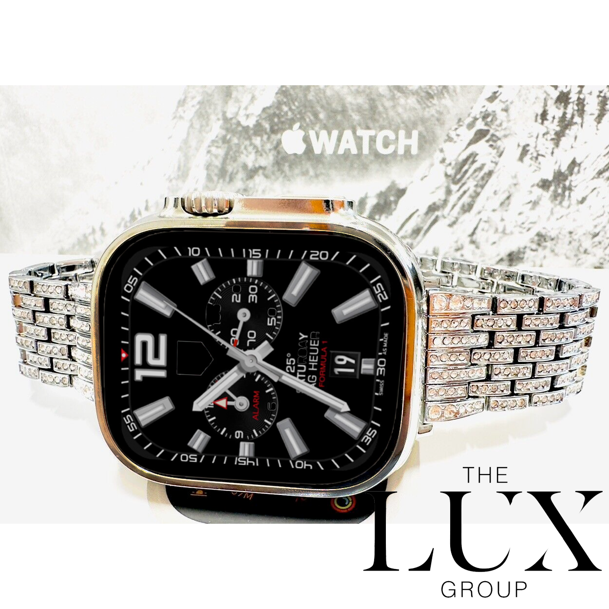 Apple Ultra 49mm Black bling lab Diamond Apple watch case +Apple watch band